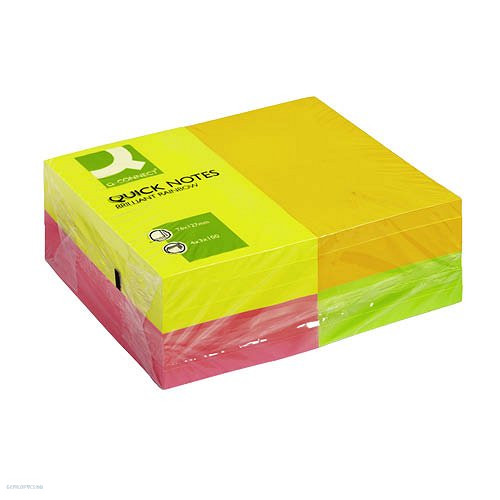 Öntapadós jegyzettömb 76 x 127 mm rainbow neon 12 x 100 lap Q-Connect KF01350