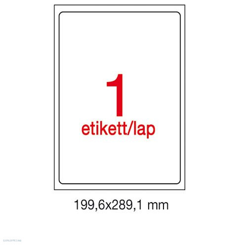 Etikett A2412 199,6 x 289,1 mm 100 ív kerekített sarkú