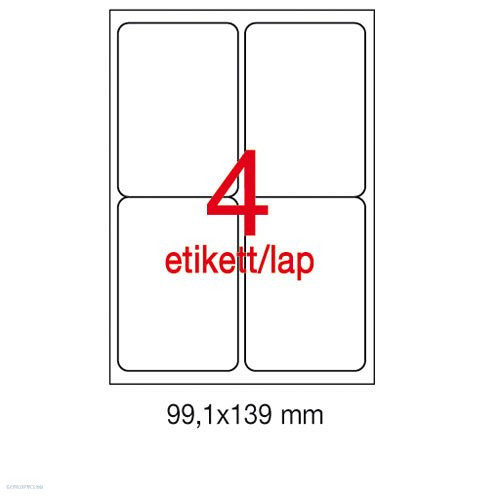 Etikett A2422 99,1 x 139 mm 100 ív kerekített sarkú Apli