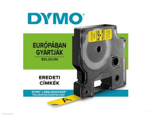 Betűnyomó kazetta gépi 12mmx7m Dymo fekete-sárga 45018