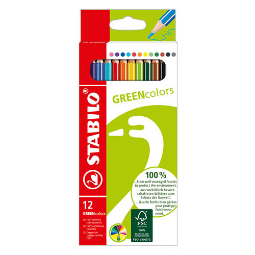 Színes ceruza Stabilo GREENcolors, 12 darabos készlet