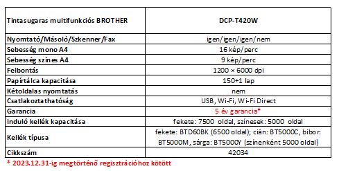 Brother DCP-T420W nyomtató